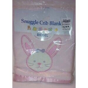 Riegel New Vintage Baby Crib Blanket - Pink Bunny Made in USA 36" x 45"